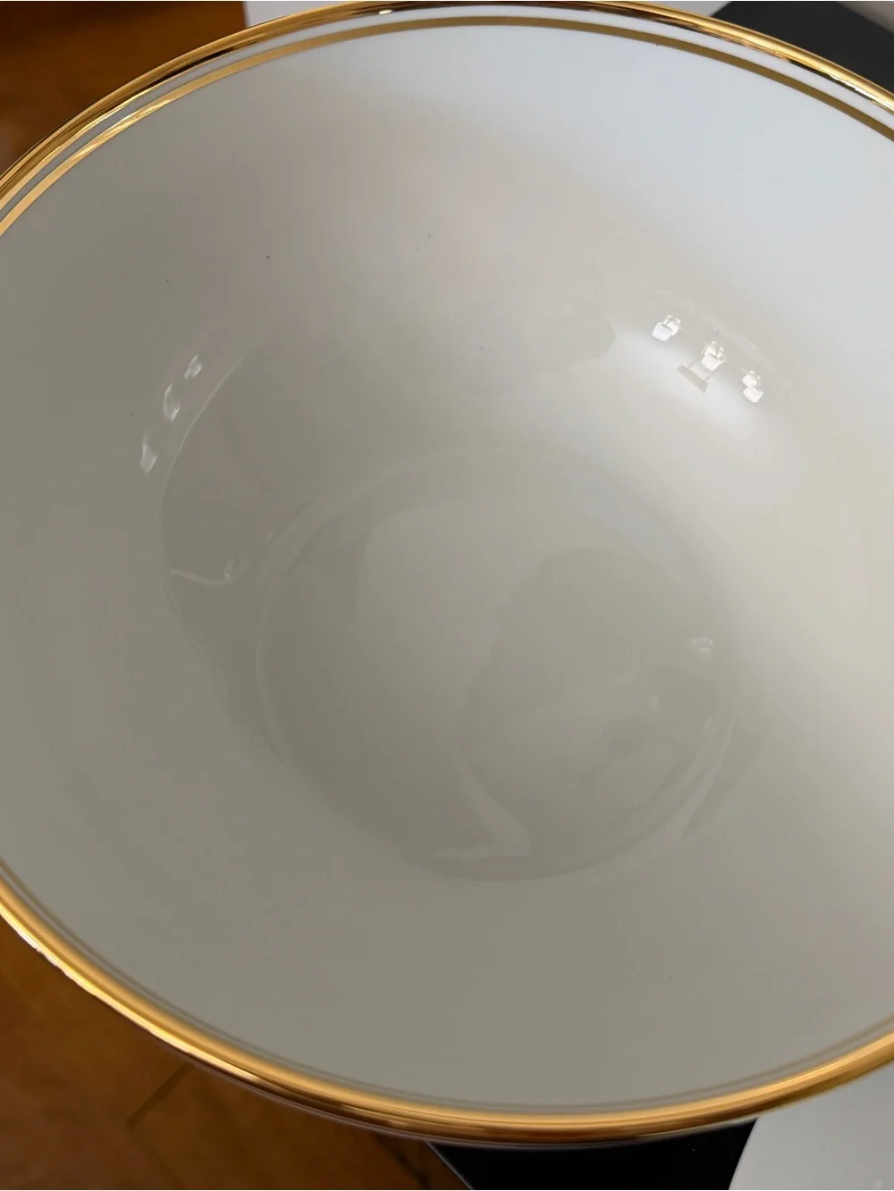 Ralph Lauren Wilshire White Porcelain Bowl and Serving Platter with Gold Trim